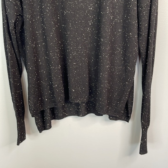 George Speckled Slub Knit Lightweight Long Sleeve Sweater Black White Hi Lo XXL - Picture 5 of 12